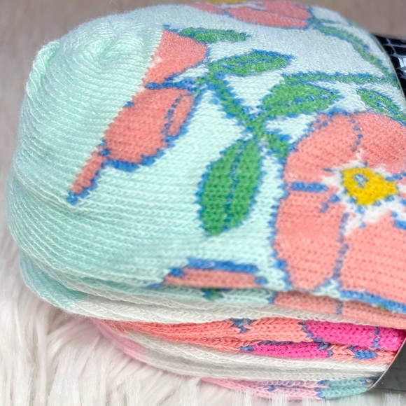 NWT Teal, pink, white and orange, floral print size 4-10 socks 6 pairs included - Picture 4 of 8